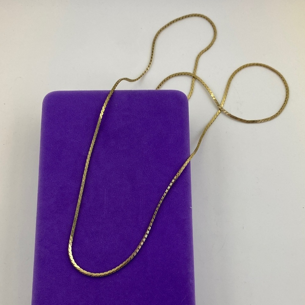 💛 Vintage Gold Plated Flat Snake Chain Necklace | Long